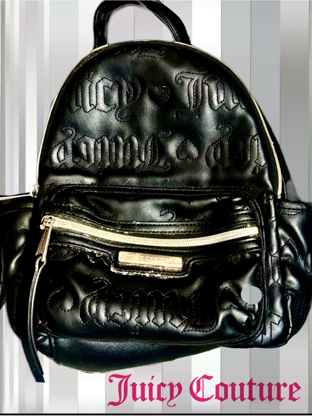 Juicy Couture Rosie Black Faux Embossed Leather Mini Backpack